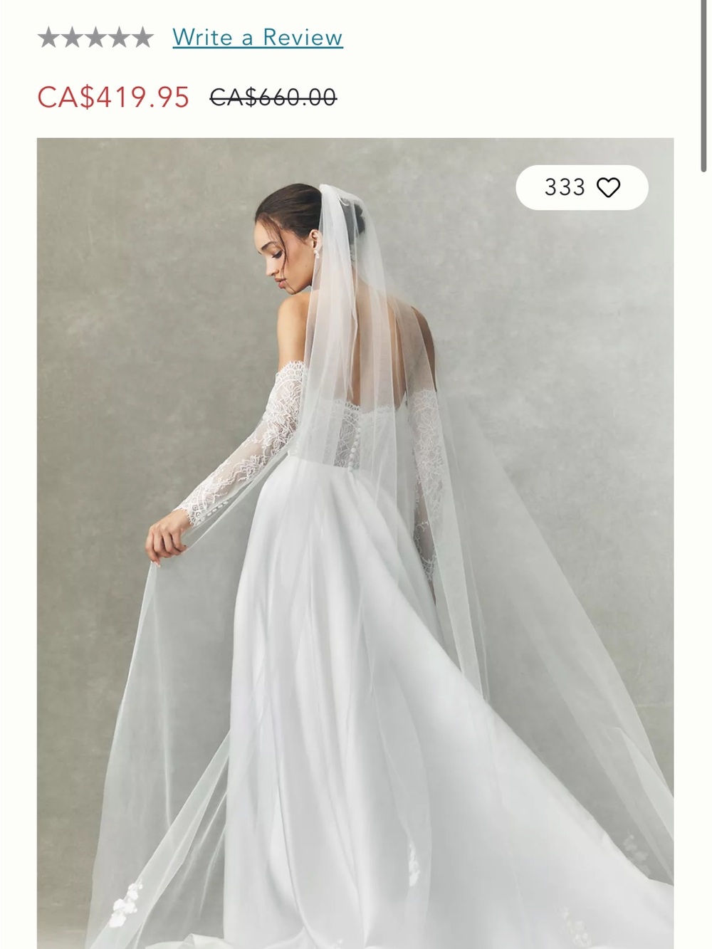 Anthropologie White Lace-Edged Bridal Veil